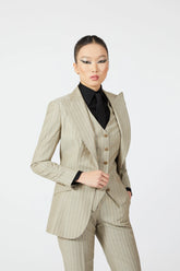 Maisie Single Breasted Stripe Suit with Waistcoat - Alexandra-Dobre.com
